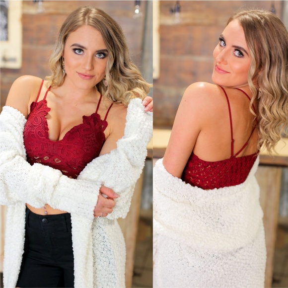LAST ONE! Burgundy Lace Bralette with Padding - Picture 5 of 8